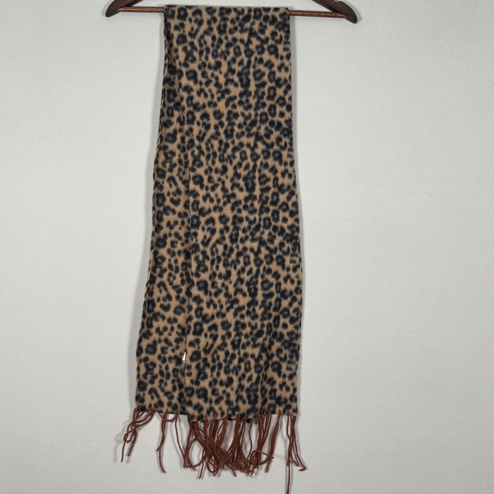 Unbranded Leopard Print Scarf Womens OS Brown Black Excellent Tassel Fringe